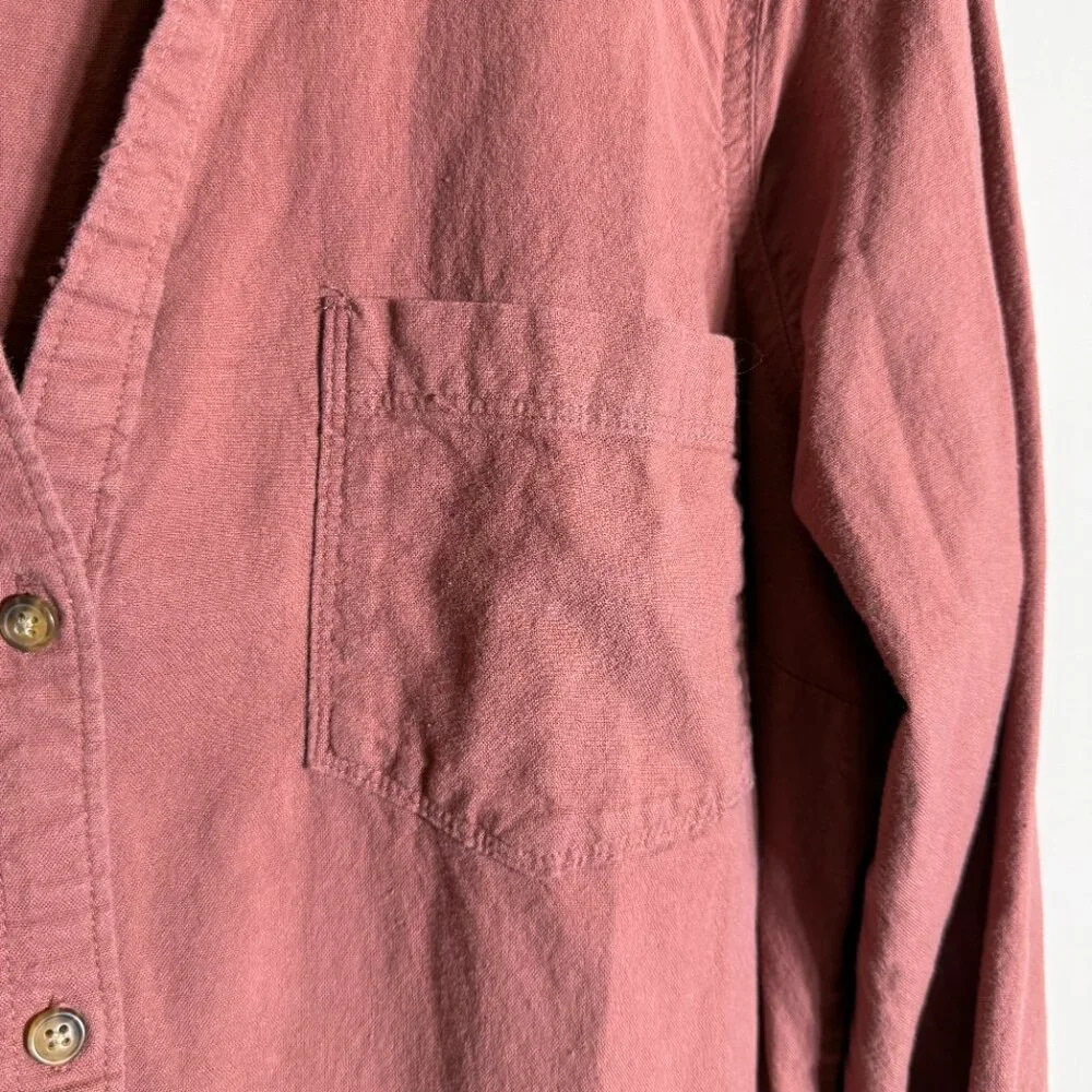 Abercrombie & Fitch Long Sleeve Button Down Collared Shirt Dress Women's XLT Red - Picture 8 of 14